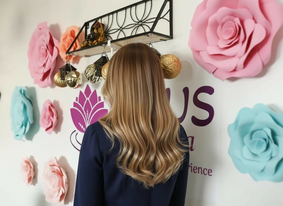 Balayage with toner showing beautifully toned blonde dimensional color