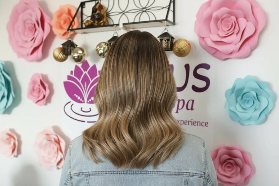 Partial balayage with sun-kissed face-framing highlights