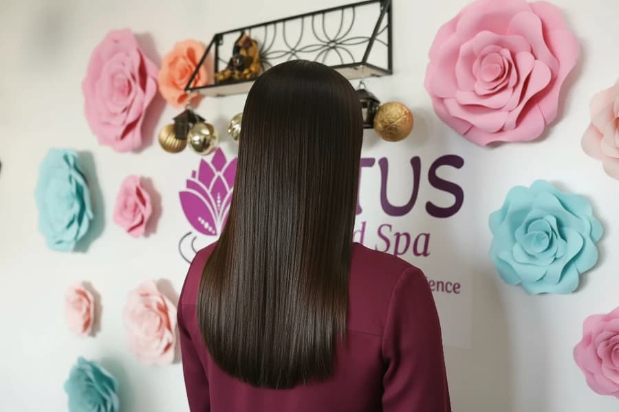 Brazilian blowout express showing sleek, frizz-free straight hair