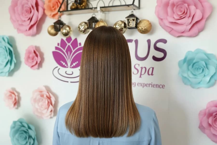 Single process hair color transformation with vibrant results