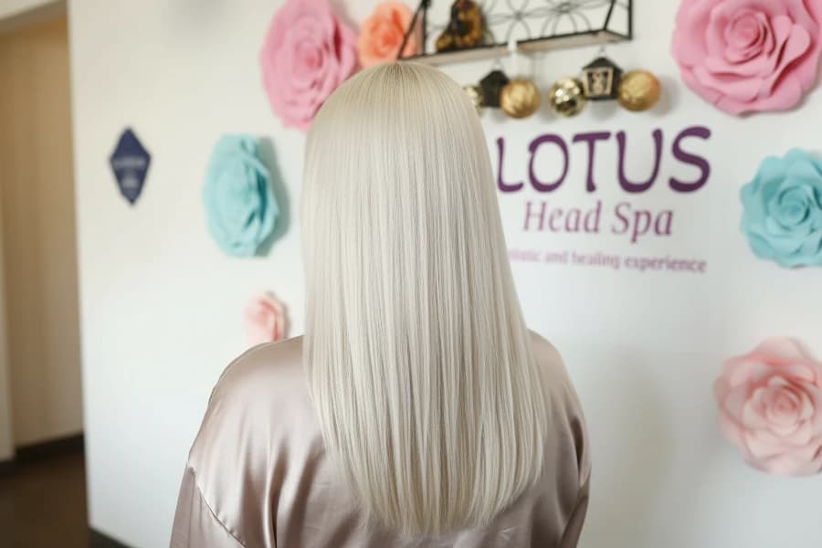 Platinum blonde highlights using back to back foil technique Nutley NJ