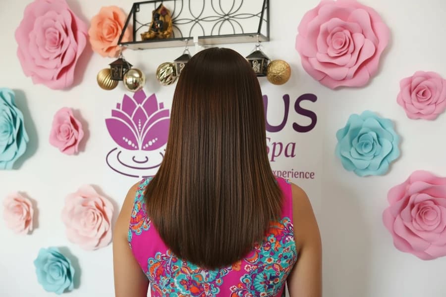 Keratin treatment for thick coarse hair at Nutley NJ salon