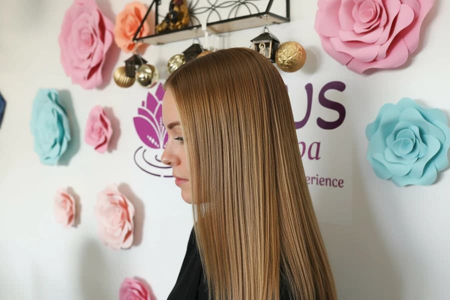 Brazilian keratin treatment transformation at Lotus Head Spa Nutley NJ