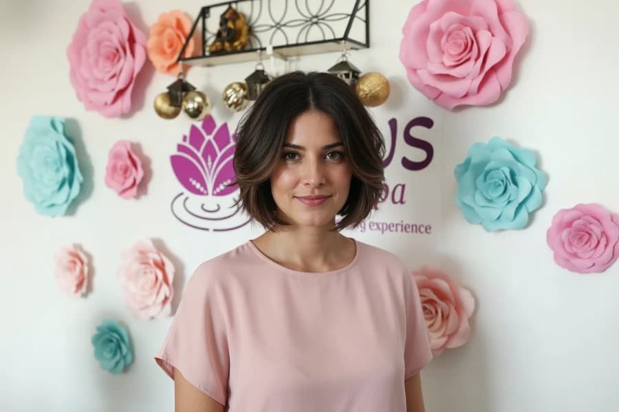 Layered bob haircut transformation at Lotus Head Spa Nutley NJ