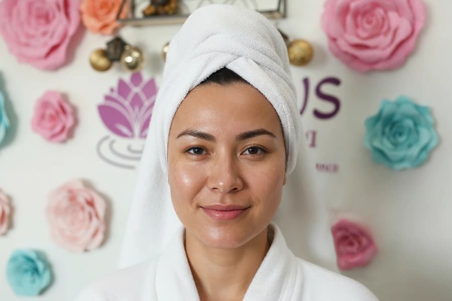 LED light therapy facial results at Lotus Head Spa Nutley NJ