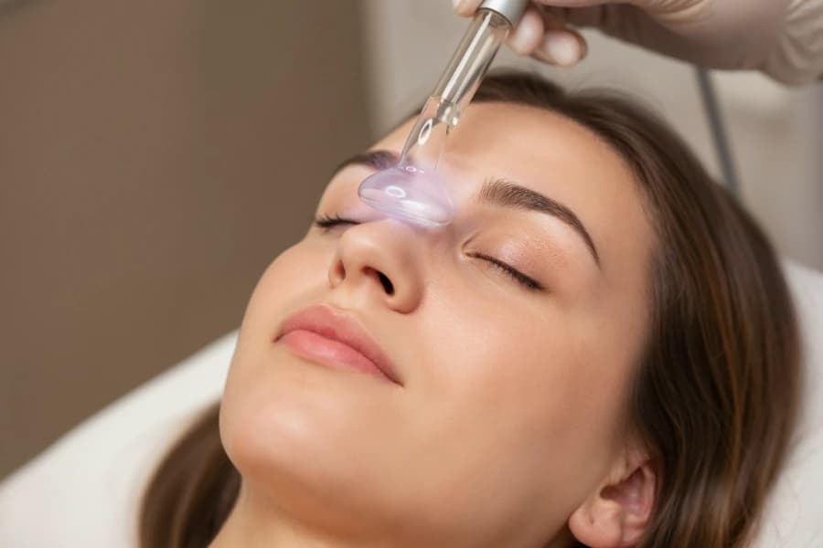High frequency facial treatment for acne and skin clarity